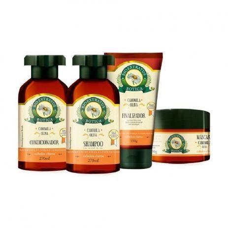 Kit Botica Camomila Shampoo + Condicionador + Finalizador + Mascara - Bio extratus Menor preço em Kit Botica Camomila Shampoo + Condicionador + Finalizador + Mascara - Bio extratus