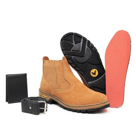 Kit botina masculina em couro camurça com porta cartoes + cinto - VEGAS STORE Menor preço em Kit botina masculina em couro camurça com porta cartoes + cinto - VEGAS STORE