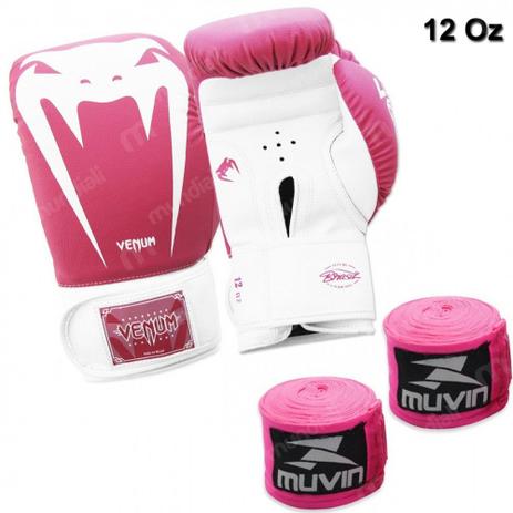 Kit Boxe com Luva Venum Giant Brasil 12 Oz Rosa + 2 Bandagens Menor preço em Kit Boxe com Luva Venum Giant Brasil 12 Oz Rosa + 2 Bandagens