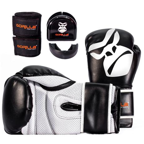 Kit Boxe - Muay-Thai Luva + Bandagem + Bucal - 14 Oz Gorilla Menor preço em Kit Boxe - Muay-Thai Luva + Bandagem + Bucal - 14 Oz Gorilla