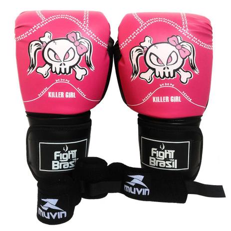 Kit Boxe Muay Thai Luva Bandagens 10 Oz Fight Brasil Killer Girl Rosa é boa?