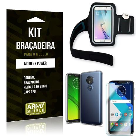 Kit Braçadeira Motorola Moto G7 Power Braçadeira + Capa + Película de Vidro - Armyshield Menor preço em Kit Braçadeira Motorola Moto G7 Power Braçadeira + Capa + Película de Vidro - Armyshield