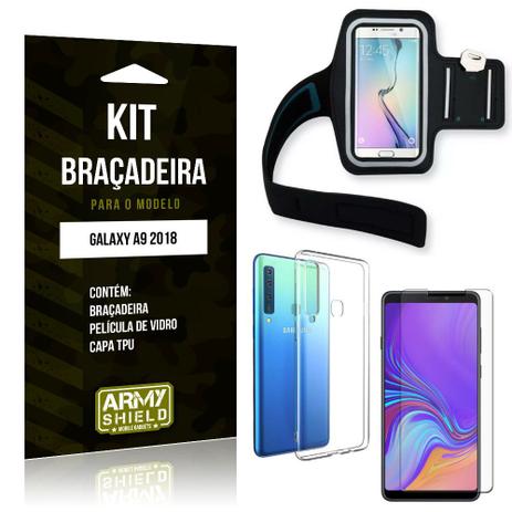 Menor preço em Kit Braçadeira Samsung Galaxy A9 2018 Braçadeira + Capa + Película de Vidro - Armyshield