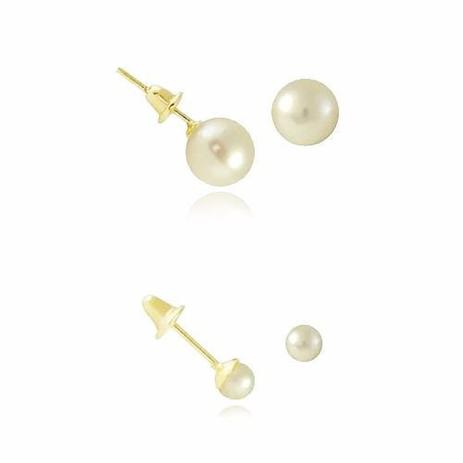 Kit Brincos Ouro 18k 750 Pérola Tal Mãe Tal Filha - Total pratas Menor preço em Kit Brincos Ouro 18k 750 Pérola Tal Mãe Tal Filha - Total pratas
