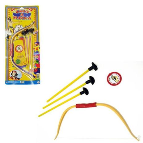 Kit Brinquedo Arco e Flecha c/ 1 arco + 3 flechas - Pica pau Menor preço em Kit Brinquedo Arco e Flecha c/ 1 arco + 3 flechas - Pica pau