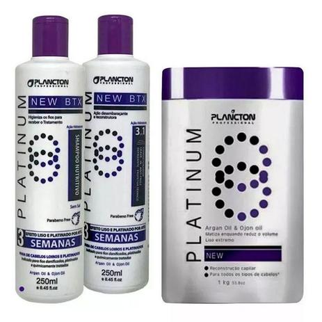 Kit Btx Platinum Plancton Shampoo, Condicionador e Máscara 1Kg Menor preço em Kit Btx Platinum Plancton Shampoo, Condicionador e Máscara 1Kg