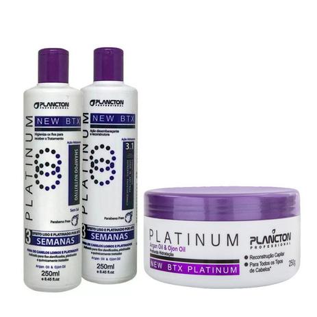 Kit Btx Platinum Plancton Shampoo, Condicionador e Máscara 250gr Menor preço em Kit Btx Platinum Plancton Shampoo, Condicionador e Máscara 250gr