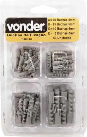 Kit bucha nylon 4/5/6/8mm com 53pc - Vonder Menor preço em Kit bucha nylon 4/5/6/8mm com 53pc - Vonder