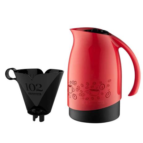 Kit Bule Térmico Café 700ML com Suporte para Filtro Sanremo Vermelho e Preto Menor preço em Kit Bule Térmico Café 700ML com Suporte para Filtro Sanremo Vermelho e Preto