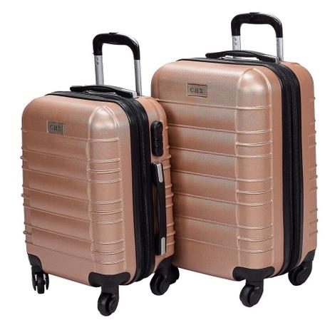 KIT C/ 02 MALAS - P(A55xL35xP25) e PP(A47xL33xP20 At 10 KG) Mala de Viagem 360 em Fibra CHX - Expansiva Menor preço em KIT C/ 02 MALAS - P(A55xL35xP25) e PP(A47xL33xP20 At 10 KG) Mala de Viagem 360 em Fibra CHX - Expansiva
