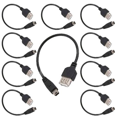 Kit C/ 10 Cabos Mini USB 5 pinos X USB A FÊMEA V3 - Hitto Menor preço em Kit C/ 10 Cabos Mini USB 5 pinos X USB A FÊMEA V3 - Hitto