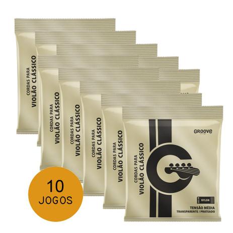 KIT C/ 10 Encordoamentos Groove P/ Violão Náilon GS5M Tensão Média - EC0026K10 - Groove strings Menor preço em KIT C/ 10 Encordoamentos Groove P/ Violão Náilon GS5M Tensão Média - EC0026K10 - Groove strings