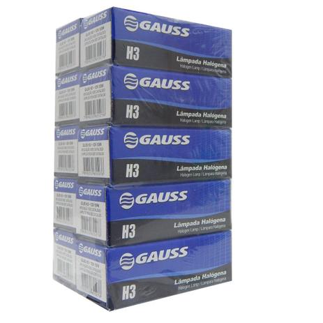 Kit c/ 10 Lâmpadas Automotivas Gauss H3 55w Halógena 12v. - Inmetro H-3 Menor preço em Kit c/ 10 Lâmpadas Automotivas Gauss H3 55w Halógena 12v. - Inmetro H-3