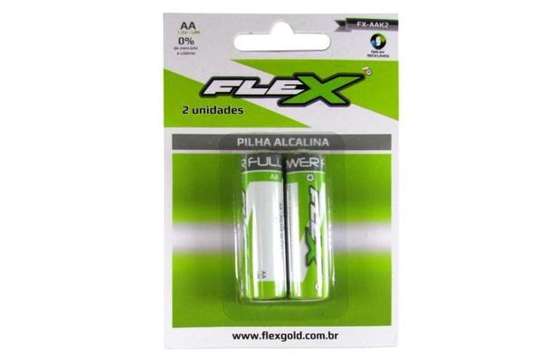 Kit C/ 10 Pilhas Alcalina AA FX-AAK2 Cartela C/ 2 Flex - Flex gold Menor preço em Kit C/ 10 Pilhas Alcalina AA FX-AAK2 Cartela C/ 2 Flex - Flex gold