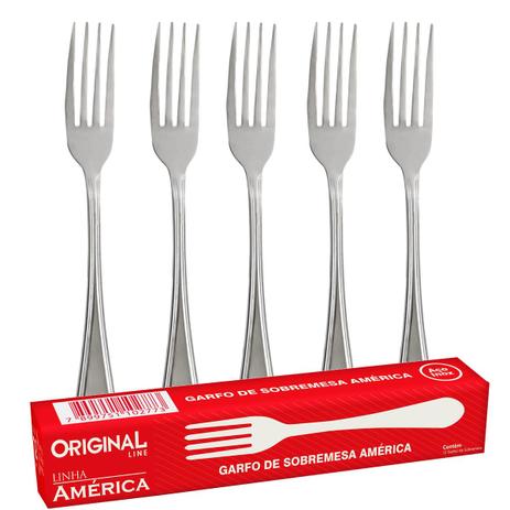 Kit c/ 12 Garfo de Sobremesa Metal Linha America 18 Cm - 109575 - Original Menor preço em Kit c/ 12 Garfo de Sobremesa Metal Linha America 18 Cm - 109575 - Original
