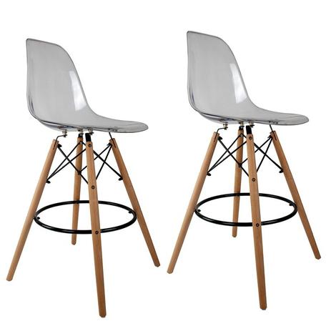 Kit c/ 2 banquetas eames transparentes - Empório Concept Menor preço em Kit c/ 2 banquetas eames transparentes - Empório Concept