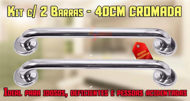 Kit c/2 Barras / Braço de Apoio Banheiro Reta 40cm Cromado Soave c/ Buchas e Parafusos Menor preço em Kit c/2 Barras / Braço de Apoio Banheiro Reta 40cm Cromado Soave c/ Buchas e Parafusos