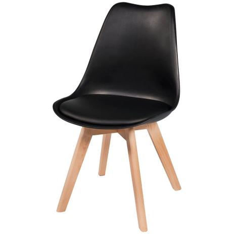 Kit c/ 2 Cadeiras Charles Eames em Abs Almofadada Base Madeira Umix 333 Preta - Universal mix Menor preço em Kit c/ 2 Cadeiras Charles Eames em Abs Almofadada Base Madeira Umix 333 Preta - Universal mix