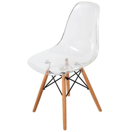 Kit c/ 2 Cadeiras Charles Eames em Acrílico Transparente c/ Base em Madeira Umix 332 - Universal mix Menor preço em Kit c/ 2 Cadeiras Charles Eames em Acrílico Transparente c/ Base em Madeira Umix 332 - Universal mix