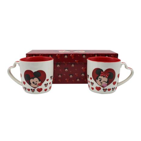Kit c/2 canecas c/alca coração mickey e minnie emoji- 300ml - Zc Menor preço em Kit c/2 canecas c/alca coração mickey e minnie emoji- 300ml - Zc