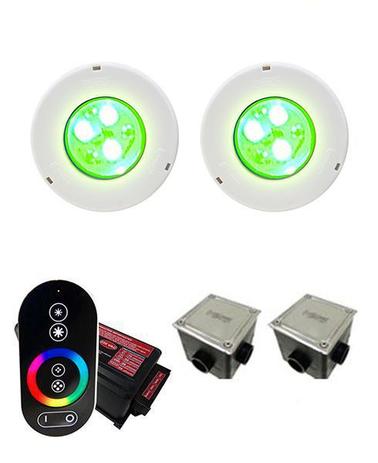 Kit c/ 2 Leds iluminação p/ Piscinas até 28m² Sodramar Modelo Hiper Led Rgb 9W Frontal Abs + Comando Touch Menor preço em Kit c/ 2 Leds iluminação p/ Piscinas até 28m² Sodramar Modelo Hiper Led Rgb 9W Frontal Abs + Comando Touch