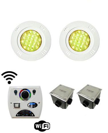 Kit c/ 2 Leds Iluminação p/ Piscinas até 28m² Sodramar Modelo Led Smd - Rgb - 9W + Comando Four Fix Menor preço em Kit c/ 2 Leds Iluminação p/ Piscinas até 28m² Sodramar Modelo Led Smd - Rgb - 9W + Comando Four Fix