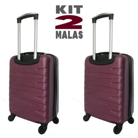 Kit c/ 2 Malas de Bordo c/ 4 Rodinhas 360º (Regulamentação ANAC) Stile 18” Bordô - Bela Menor preço em Kit c/ 2 Malas de Bordo c/ 4 Rodinhas 360º (Regulamentação ANAC) Stile 18” Bordô - Bela