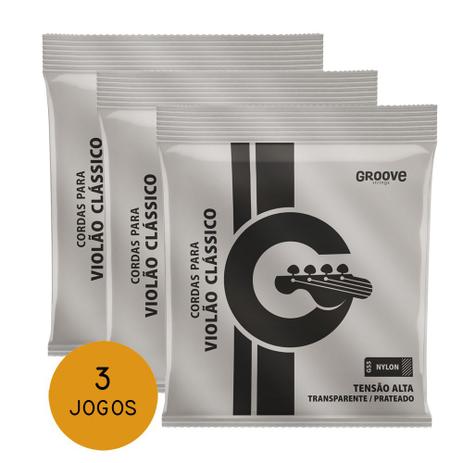 KIT C/ 3 Encordoamentos Groove P/ Violão Náilon GS5 Tensão Alta - EC0023K3 - Groove strings Menor preço em KIT C/ 3 Encordoamentos Groove P/ Violão Náilon GS5 Tensão Alta - EC0023K3 - Groove strings