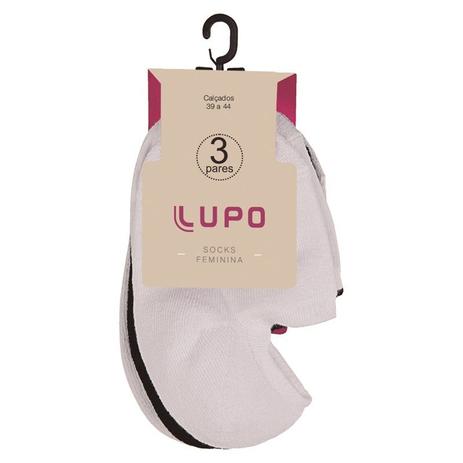 Kit c/3 pares de meia sapatilha 4270 - lupo - branco/preto/branco Menor preço em Kit c/3 pares de meia sapatilha 4270 - lupo - branco/preto/branco