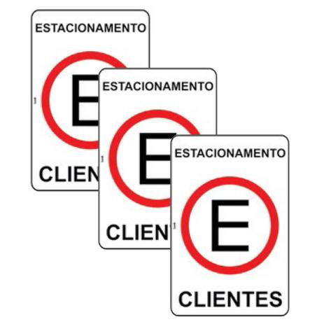 Kit c/ 3 placas de sinalização estacionamento para clientes - 20x30 - Look Menor preço em Kit c/ 3 placas de sinalização estacionamento para clientes - 20x30 - Look
