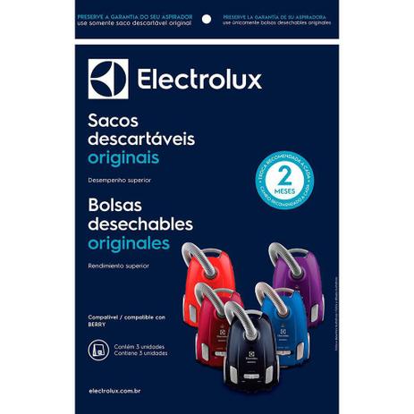 Kit c/ 3 Sacos Descartáveis Aspirador Electrolux Berry Menor preço em Kit c/ 3 Sacos Descartáveis Aspirador Electrolux Berry