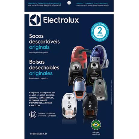 Kit c/ 3 Sacos Descartáveis Aspiradores Electrolux Equipt / Ultraone / Ultrasilencer Menor preço em Kit c/ 3 Sacos Descartáveis Aspiradores Electrolux Equipt / Ultraone / Ultrasilencer