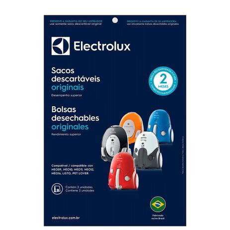 Kit c/ 3 Sacos Descartáveis p/ Aspiradores de Pó Modelos: NEO09, NEO10, NEO11, NEO12, NEO16, LISTRO E PET LOVER Electrolux (SBENE) Menor preço em Kit c/ 3 Sacos Descartáveis p/ Aspiradores de Pó Modelos: NEO09, NEO10, NEO11, NEO12, NEO16, LISTRO E PET LOVER Electrolux (SBENE)