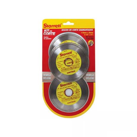 kit C/ 3 Un. Disco Diamantado Continuo - Starrett Menor preço em kit C/ 3 Un. Disco Diamantado Continuo - Starrett