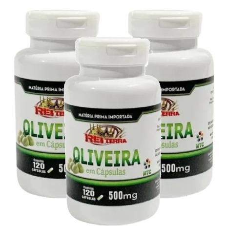 Kit C/3 Un. Extrato de Oliveira Acido Oleico 360 Cáps 500 mg - Rei Terra Menor preço em Kit C/3 Un. Extrato de Oliveira Acido Oleico 360 Cáps 500 mg - Rei Terra