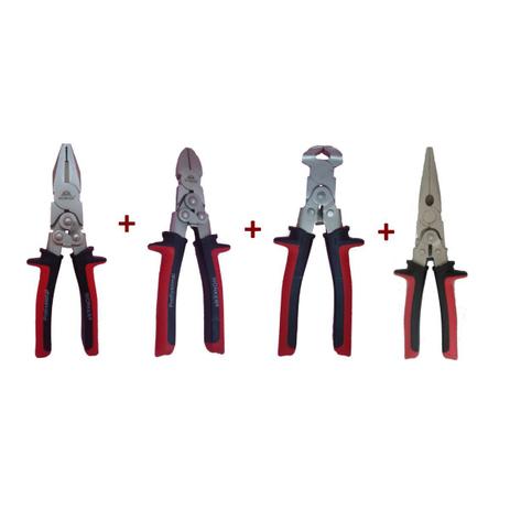 Kit C/4 Alicates Força Dupla Universal, Bico, Corte diagonal e frontal Worker Menor preço em Kit C/4 Alicates Força Dupla Universal, Bico, Corte diagonal e frontal Worker