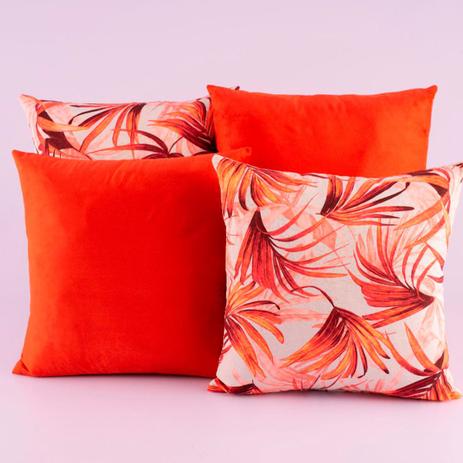 Kit c/ 4 Almofadas Cheias Decorativas Floral Laranja 04 Peças c/ Refil - Dourados enxovais Menor preço em Kit c/ 4 Almofadas Cheias Decorativas Floral Laranja 04 Peças c/ Refil - Dourados enxovais