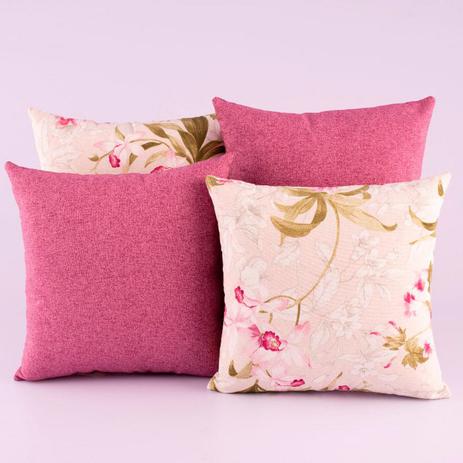Kit c/ 4 Almofadas Cheias Decorativas Floral Rosê 04 Peças c/ Refil - Dourados enxovais Menor preço em Kit c/ 4 Almofadas Cheias Decorativas Floral Rosê 04 Peças c/ Refil - Dourados enxovais