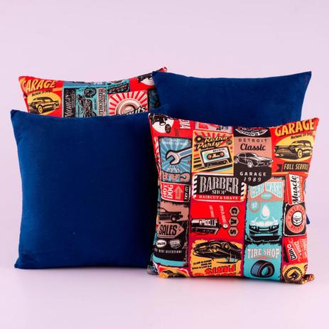 Kit c/ 4 Almofadas Cheias Decorativas Vintage Azul Royal 04 Peças c/ Refil - Dourados enxovais Menor preço em Kit c/ 4 Almofadas Cheias Decorativas Vintage Azul Royal 04 Peças c/ Refil - Dourados enxovais
