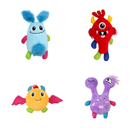 Kit C/ 4 Brinquedos De Pelúcia C/ Apito Coleção Monster Pawise Menor preço em Kit C/ 4 Brinquedos De Pelúcia C/ Apito Coleção Monster Pawise