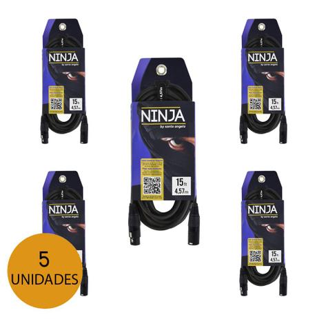 KIT C/ 5 Cabos P/ Microfone Santo Angelo Ninja LW XLR/XLR 15FT/4,57m - CB0045K5 Menor preço em KIT C/ 5 Cabos P/ Microfone Santo Angelo Ninja LW XLR/XLR 15FT/4,57m - CB0045K5
