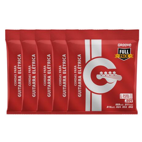 KIT C/ 5 Encordoamentos Groove P/ Guitarra GFP1 Full Package 0.09/0.42 - EC0341K5 Menor preço em KIT C/ 5 Encordoamentos Groove P/ Guitarra GFP1 Full Package 0.09/0.42 - EC0341K5
