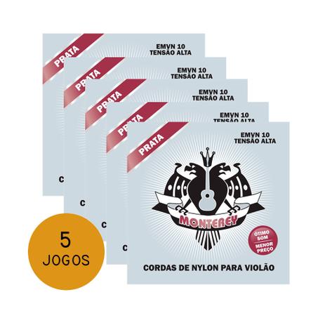 KIT C/ 5 Encordoamentos Monterey P/ Violão Náilon EMVN10 Tensão Alta - EC0382K5 Menor preço em KIT C/ 5 Encordoamentos Monterey P/ Violão Náilon EMVN10 Tensão Alta - EC0382K5