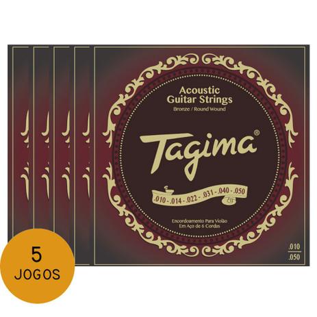 KIT C/ 5 Encordoamentos Tagima Violão Aço TVA-010 10/50 Bronze - EC0330K5 Menor preço em KIT C/ 5 Encordoamentos Tagima Violão Aço TVA-010 10/50 Bronze - EC0330K5