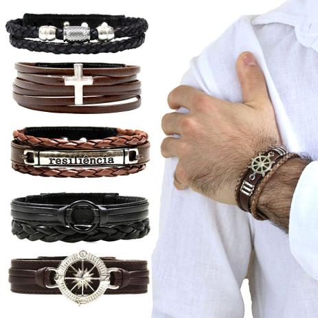 Kit C/50 Atacado Pulseiras de Couro Atacado Masculina Tradicionais Ajustáveis Revenda - GRANADO ACESSÓRIOS Menor preço em Kit C/50 Atacado Pulseiras de Couro Atacado Masculina Tradicionais Ajustáveis Revenda - GRANADO ACESSÓRIOS