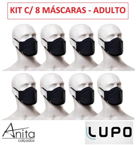 Kit c/ 8 Máscaras Lupo Adulto Preta - Zero Costura Virus Bac-Off - Envio Rápido Menor preço em Kit c/ 8 Máscaras Lupo Adulto Preta - Zero Costura Virus Bac-Off - Envio Rápido