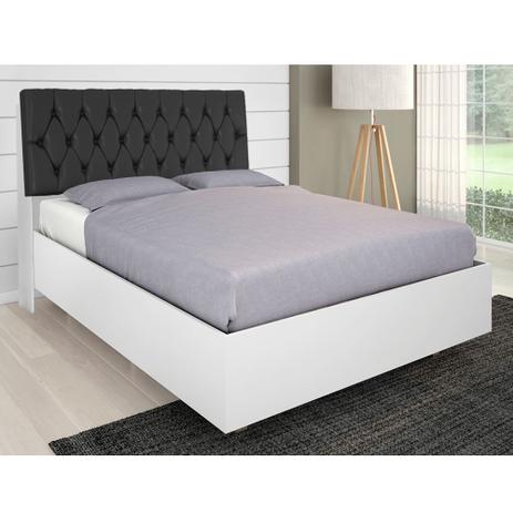 Kit Cabeceira Isis com Cama Super Box para Colchão 138 Branco/Preto - Framar Menor preço em Kit Cabeceira Isis com Cama Super Box para Colchão 138 Branco/Preto - Framar