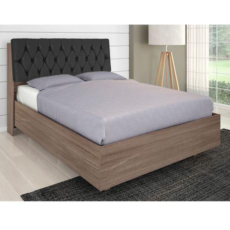 Kit Cabeceira Isis com Cama Super Box para Colchão 138 Castanho Relevo/Preto - Framar Menor preço em Kit Cabeceira Isis com Cama Super Box para Colchão 138 Castanho Relevo/Preto - Framar