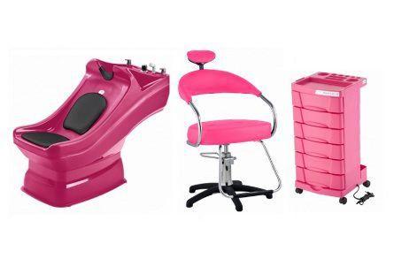 Kit Cabeleireiro Francis : Cadeira, Lavatório, Carrinho Auxiliar - ROSA - Dompel Menor preço em Kit Cabeleireiro Francis : Cadeira, Lavatório, Carrinho Auxiliar - ROSA - Dompel