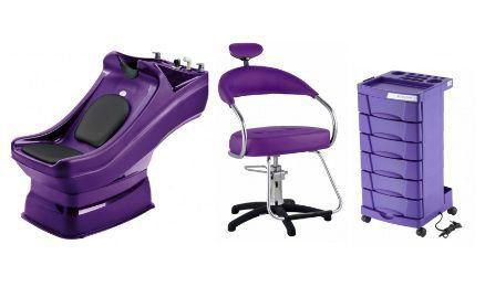 Kit Cabeleireiro Francis : Cadeira, Lavatório, Carrinho Auxiliar - ROXO - Dompel Menor preço em Kit Cabeleireiro Francis : Cadeira, Lavatório, Carrinho Auxiliar - ROXO - Dompel